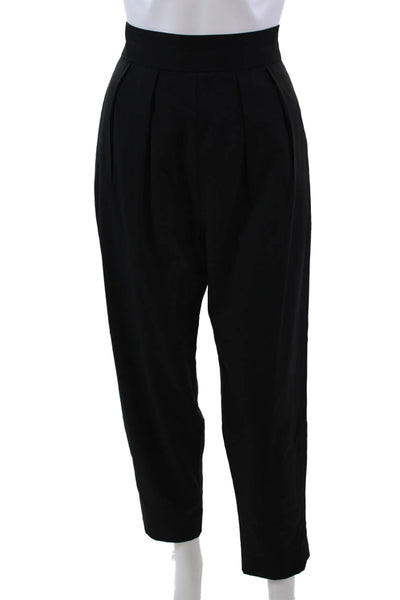 Monique Lhuillier Womens Wool Pleated Straight Leg Trousers Black Size 8