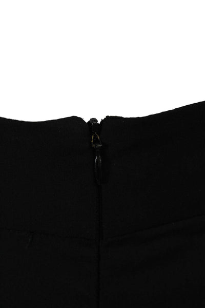 Monique Lhuillier Womens Wool Pleated Straight Leg Trousers Black Size 8