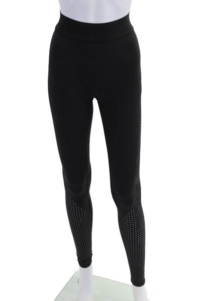 Lululemon Womens Printed Cut Out High Rise Pants Leggings Solid Black Size 2