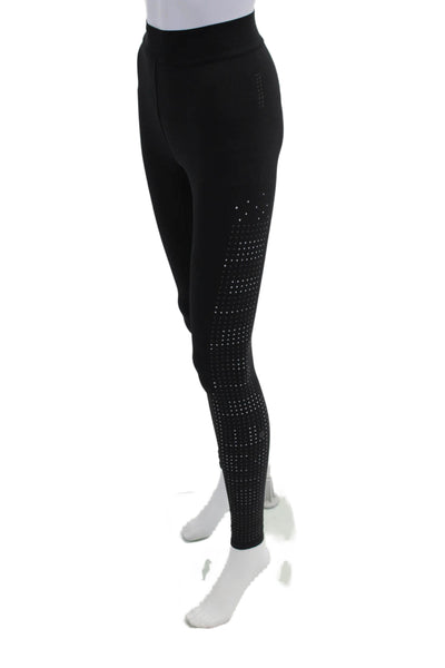 Lululemon Womens Printed Cut Out High Rise Pants Leggings Solid Black Size 2
