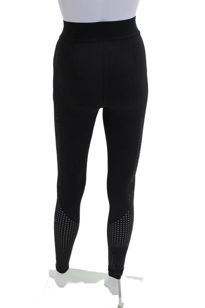 Lululemon Womens Printed Cut Out High Rise Pants Leggings Solid Black Size 2