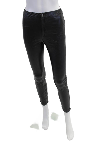 Isabel Marant Etoile Womens Vegan Leather High Rise Skinny Pants Black Size M