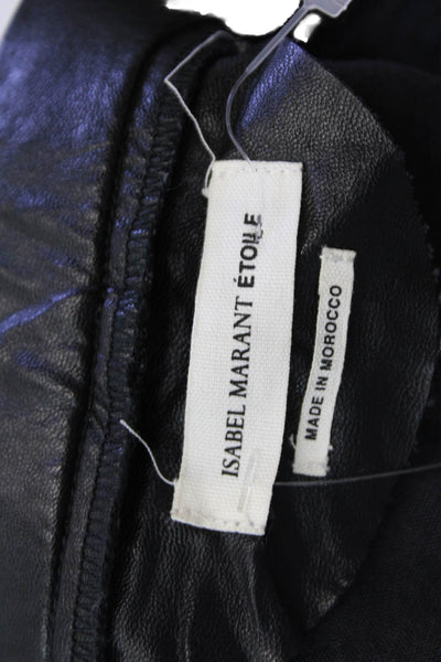 Isabel Marant Etoile Womens Vegan Leather High Rise Skinny Pants Black Size M