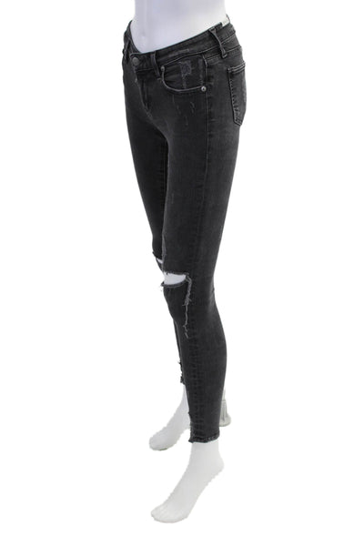 Lovers + Friends Womens Distress High Rise Skinny Leg Jeans Black Size 23
