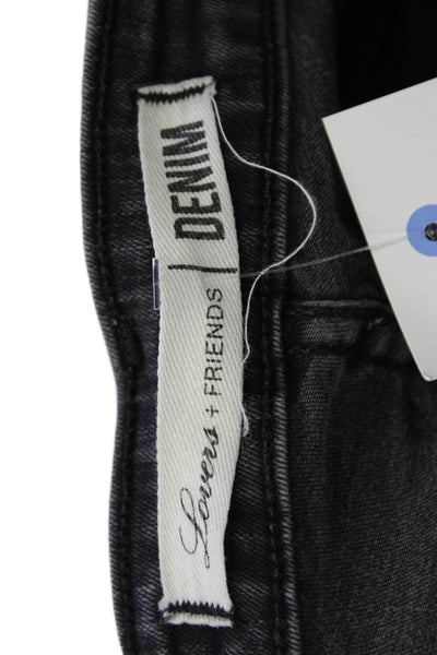 Lovers + Friends Womens Distress High Rise Skinny Leg Jeans Black Size 23