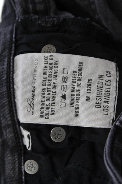 Lovers + Friends Womens Distress High Rise Skinny Leg Jeans Black Size 23