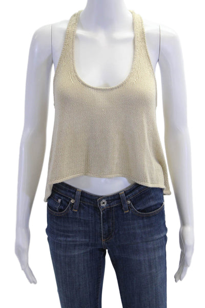 Dolce Vita Womens Scoop Neck Open Knit Sleeveless Tank Top Beige Size XS