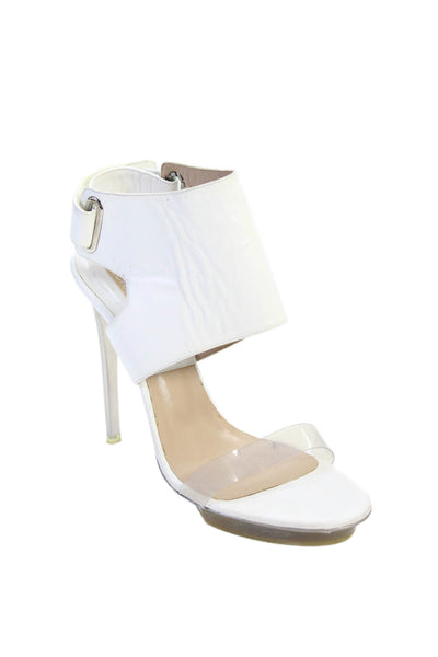 Michael Kors Womens Leather Ankle Strap Heels Sandals Shoes White Size 6.5