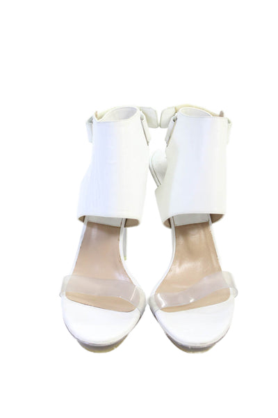 Michael Kors Womens Leather Ankle Strap Heels Sandals Shoes White Size 6.5