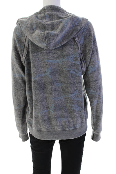 Vintage Havana Womens Printed Long Sleeves Hoodie Gray Blue Cotton Size Large