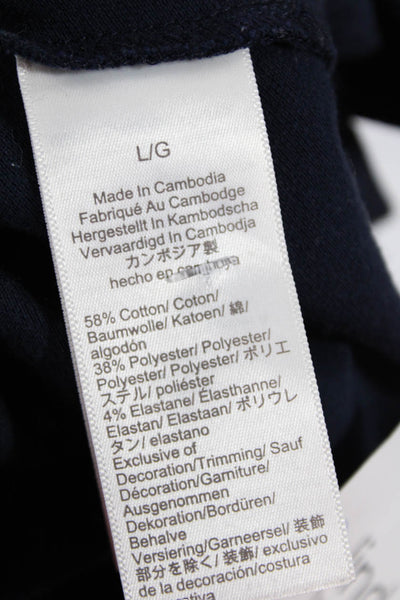 J Crew Mens Short Sleeves Flex Pique Polo Shirt Navy Blue Cotton Size Large