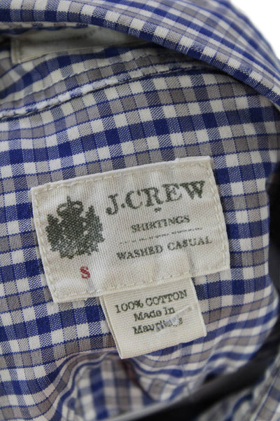 J Crew Mens Plaid Button Down Tailored Fit Shirt Blue Grey Cotton Size Small