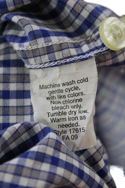 J Crew Mens Plaid Button Down Tailored Fit Shirt Blue Grey Cotton Size Small