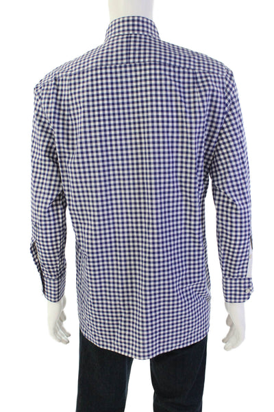 J Crew Mens Plaid Button Down Crosby Shirt Blue White Cotton Size Medium