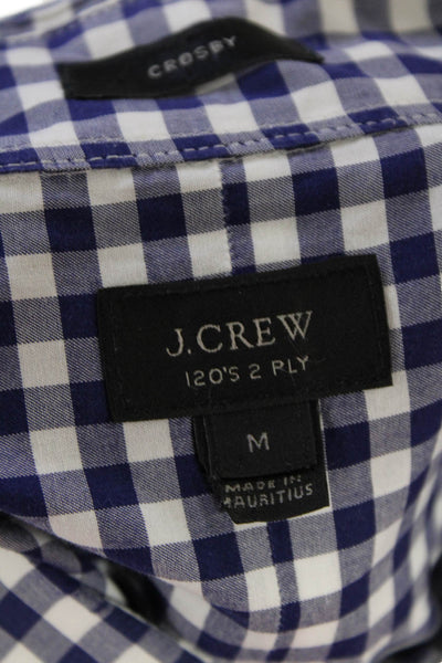 J Crew Mens Plaid Button Down Crosby Shirt Blue White Cotton Size Medium