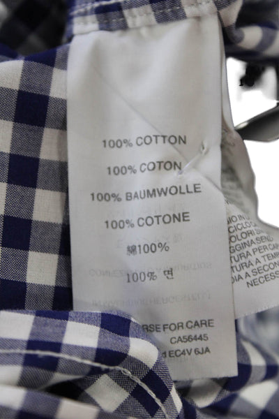 J Crew Mens Plaid Button Down Crosby Shirt Blue White Cotton Size Medium