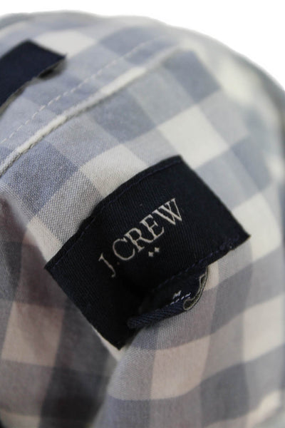 J Crew Mens Plaid Slim Fit Button Down Shirt Blue White Cotton Size Medium