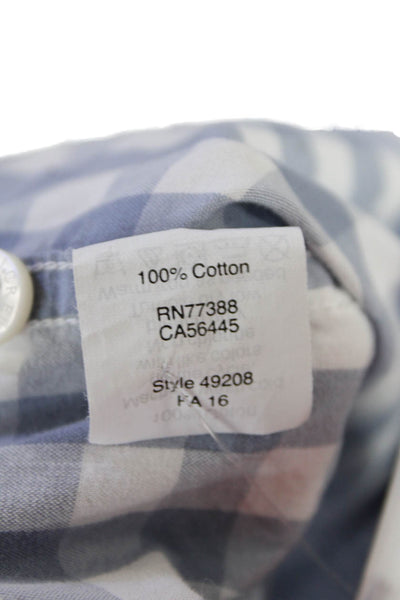 J Crew Mens Plaid Slim Fit Button Down Shirt Blue White Cotton Size Medium