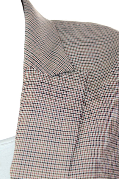 Wayf Womens Houndstooth Plaid Wide Lapel Blazer Brown Black Size Extra Small