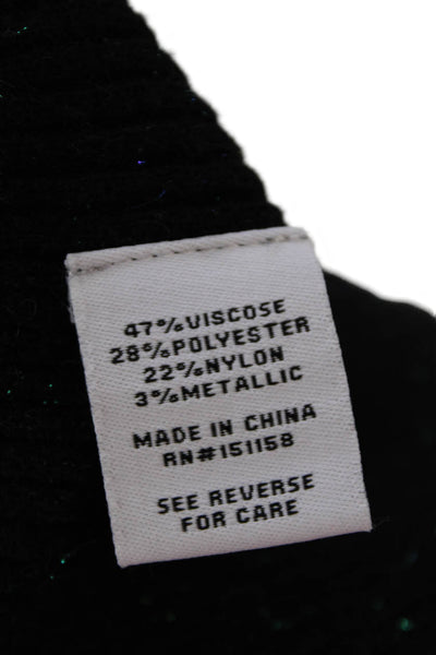 525 Womens Metallic Ribbed Knit Pullover Turtleneck Sweater Top Black Size S