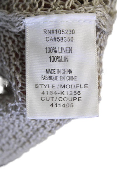 Joie Womens Long Sleeve Scoop Neck Open Knit Sweater Gray Linen Size Small