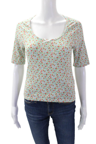 Roller Rabbit Women's Scoop Neck Short Sleeves Basic T-Shirt Floral Size XS