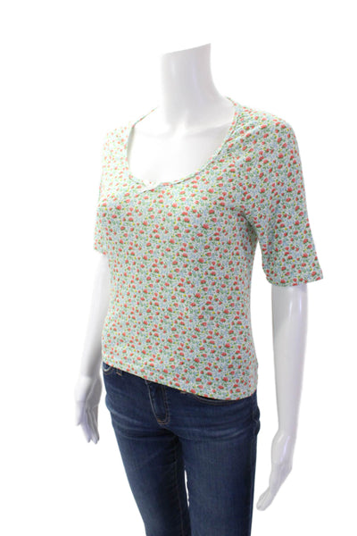 Roller Rabbit Women's Scoop Neck Short Sleeves Basic T-Shirt Floral Size XS