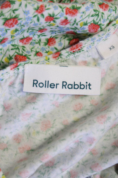 Roller Rabbit Women's Scoop Neck Short Sleeves Basic T-Shirt Floral Size XS