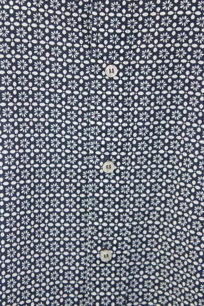 Barneys New York Womens Floral Printed Long Sleeve Buttoned Blouse Blue Size S