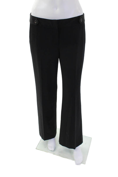 Elie Tahari Womens Solid Pleated Wide Leg Low Rise Dress Pants Black Size 4