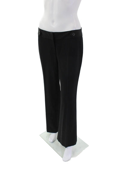Elie Tahari Womens Solid Pleated Wide Leg Low Rise Dress Pants Black Size 4
