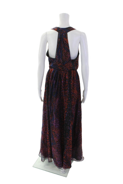 HD In Paris Womens Zip Up Scoop Neck Snakeskin Print Silk Dress Navy Multi Small