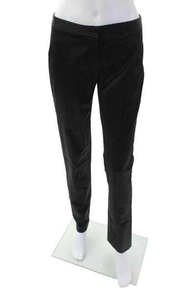 Theory Womens Zipper Fly Mid Rise Satin Pleated Trouser Pants Black Size 2