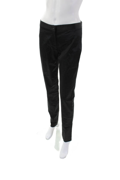 Theory Womens Zipper Fly Mid Rise Satin Pleated Trouser Pants Black Size 2