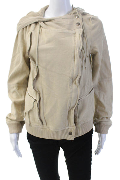 We The Free Women's Hood Long Sleeves Pockets Full Zip Bomber Beige Size XS