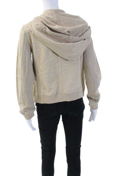 We The Free Women's Hood Long Sleeves Pockets Full Zip Bomber Beige Size XS