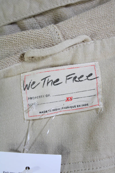We The Free Women's Hood Long Sleeves Pockets Full Zip Bomber Beige Size XS