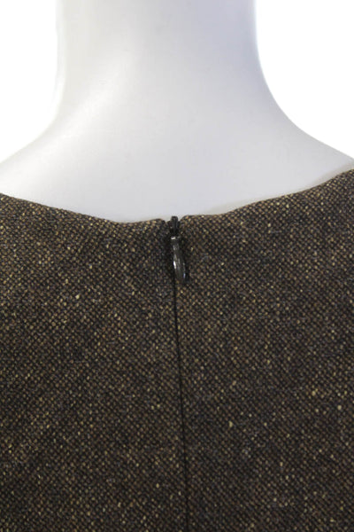 Rena Lange Womens Textured Sleeveless Round Neck Knit Dress Brown Size S