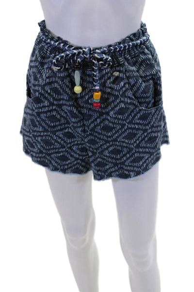 Maje Womens Paper Bag Waist High Rise Belted Shorts Blue Size EUR 36 B