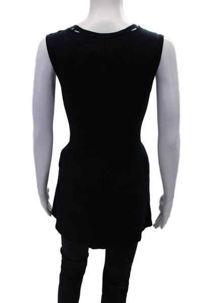 Elie Tahari Womens V-neck Sleeveless Beaded Stretch Tank Top Blue Size XS