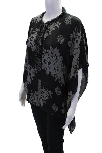 Kobi Halperin WomensSilk Geometric Sleeveless Pullover Blouse Black Size XS