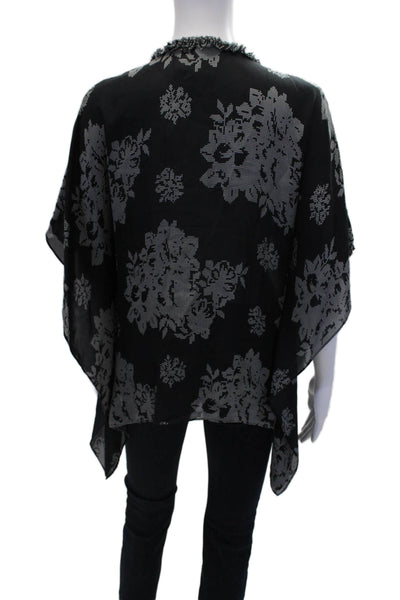 Kobi Halperin WomensSilk Geometric Sleeveless Pullover Blouse Black Size XS