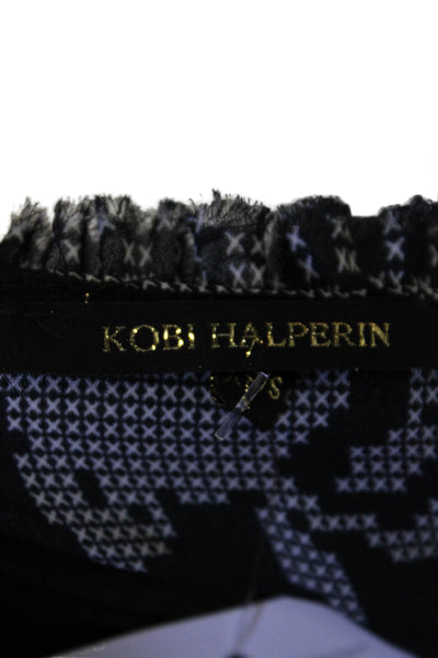 Kobi Halperin WomensSilk Geometric Sleeveless Pullover Blouse Black Size XS