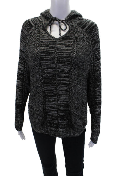 Athleta Womens Hooded Drawstring Cropped Oversized Sweater Black Size XS