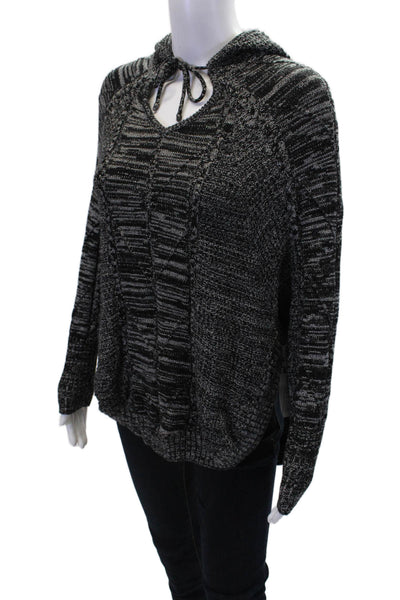 Athleta Womens Hooded Drawstring Cropped Oversized Sweater Black Size XS