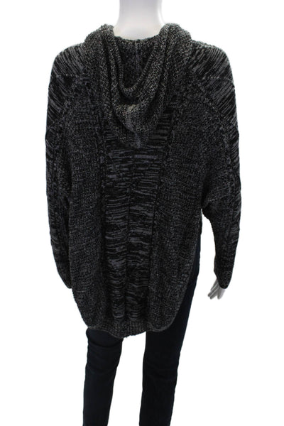 Athleta Womens Hooded Drawstring Cropped Oversized Sweater Black Size XS