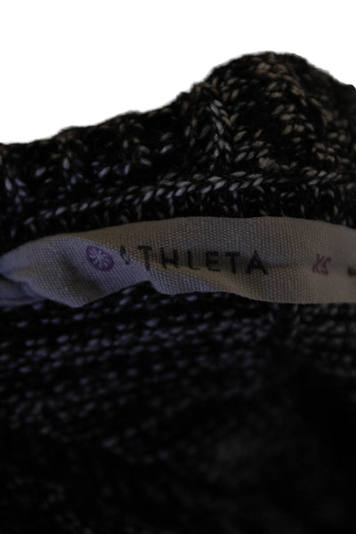 Athleta Womens Hooded Drawstring Cropped Oversized Sweater Black Size XS