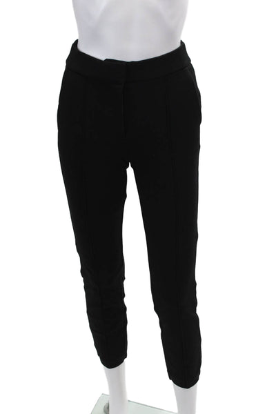 J Crew Womens Zipper Fly Mid Rise Skinny Cropped Knit Pants Black Size 0