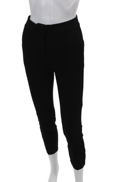 J Crew Womens Zipper Fly Mid Rise Skinny Cropped Knit Pants Black Size 0