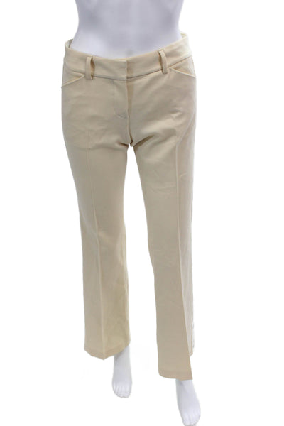 Theory Womens Flare Leg Creased Dress Pant Trousers Beige Wool Size 0